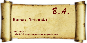 Boros Armanda névjegykártya